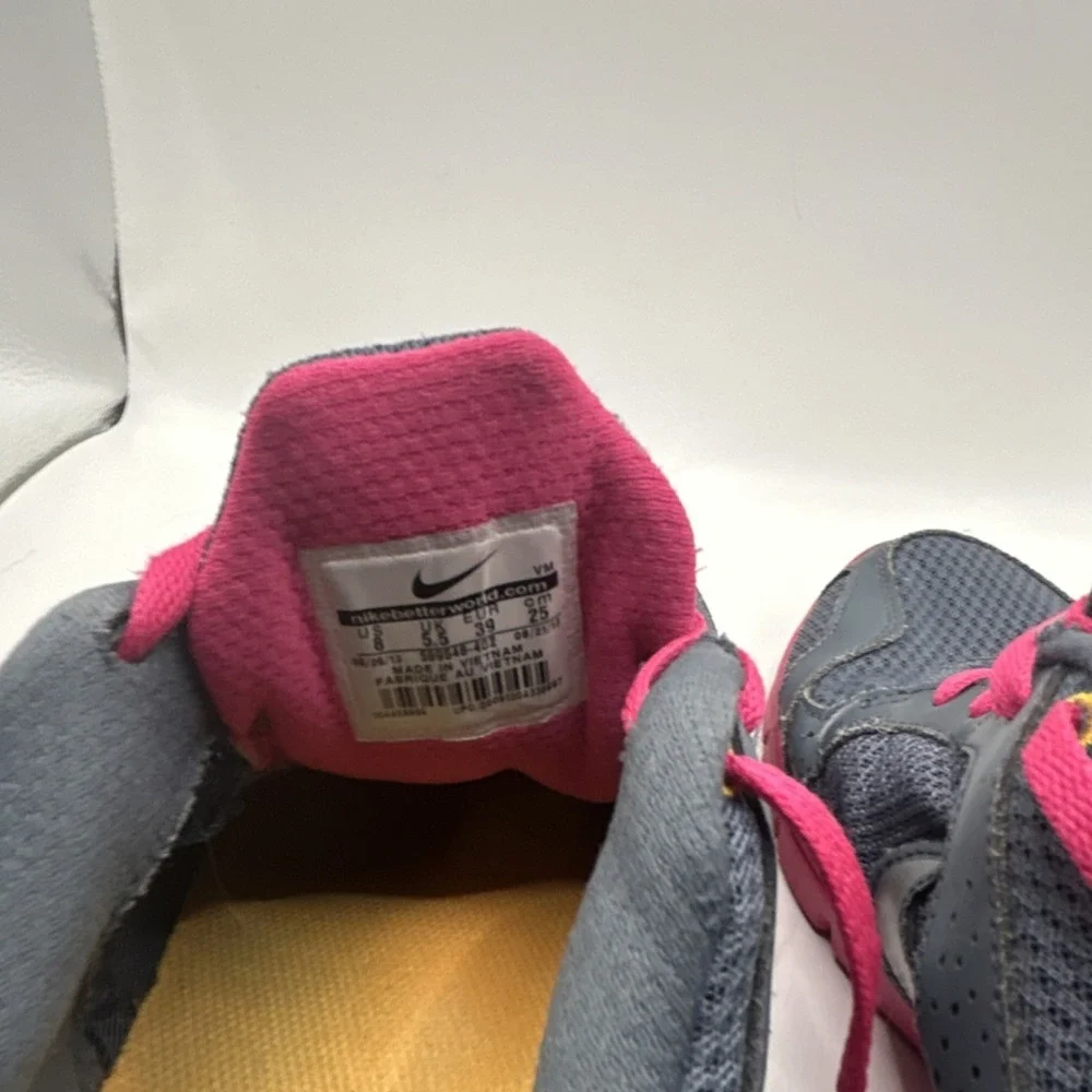 Nike Girls Mesh Sneakers Gray Pink Breathable Lace Up Athletic Shoes